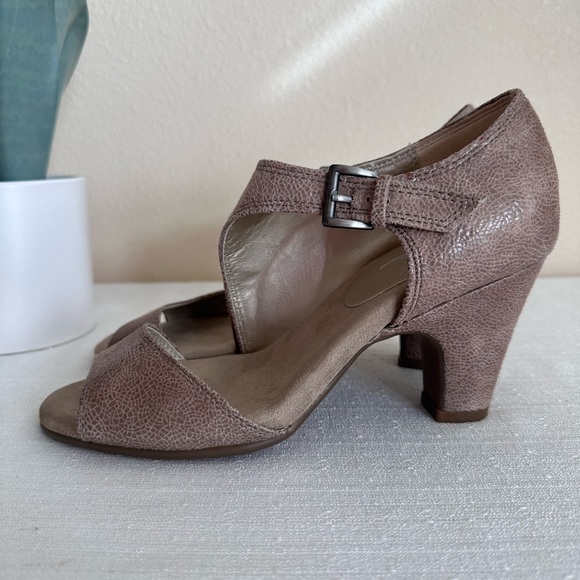 Aerosoles Heelrest Taupe Leather Mary Jane Heeled Sandals Women’s 7 - Picture 3 of 14